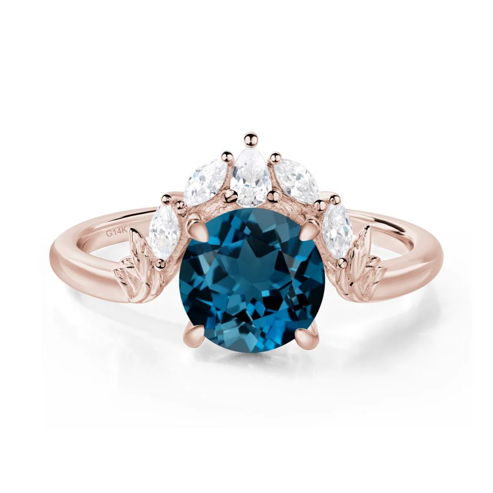 London Blue Topaz Ring with Marquise Side Stone - Image 5