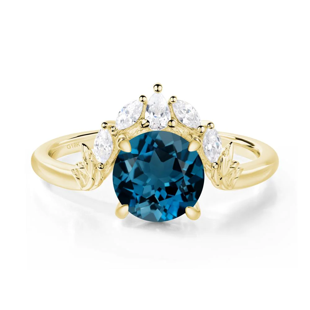 London Blue Topaz Ring with Marquise Side Stone - Image 7