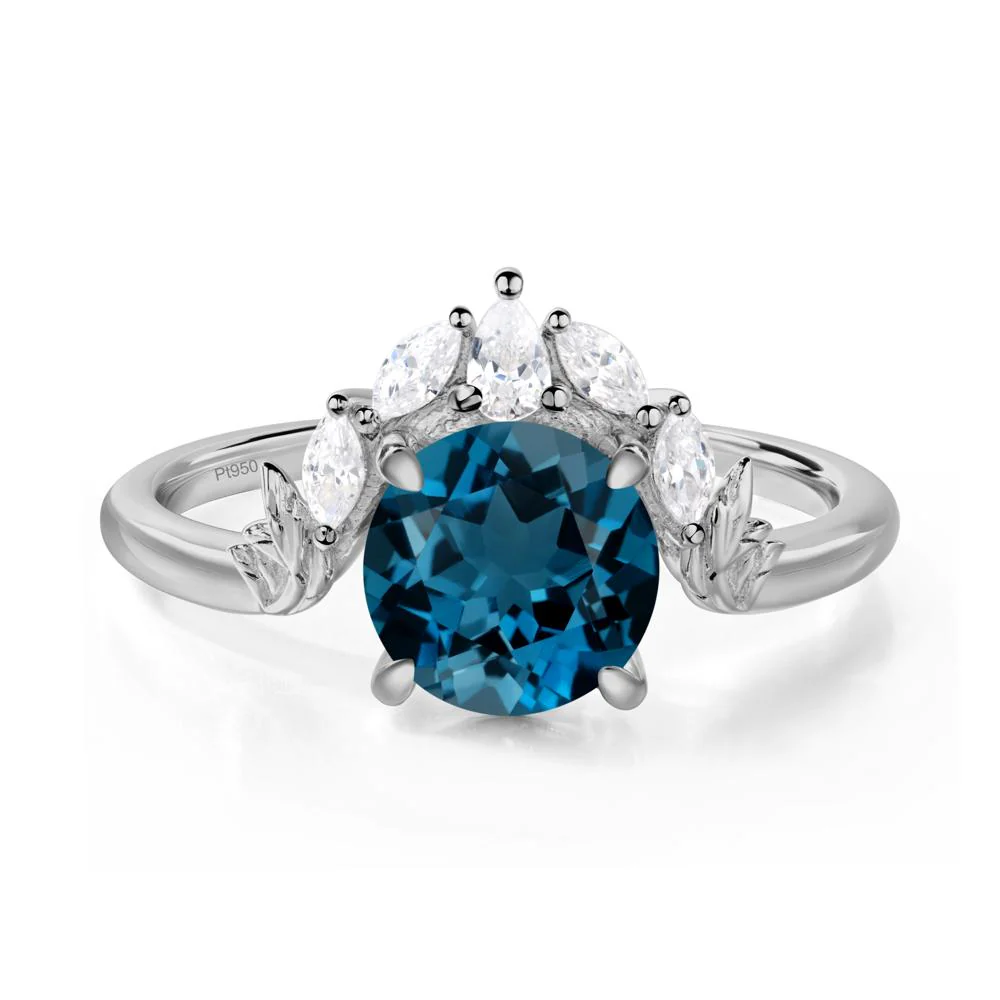 London Blue Topaz Ring with Marquise Side Stone - Image 9