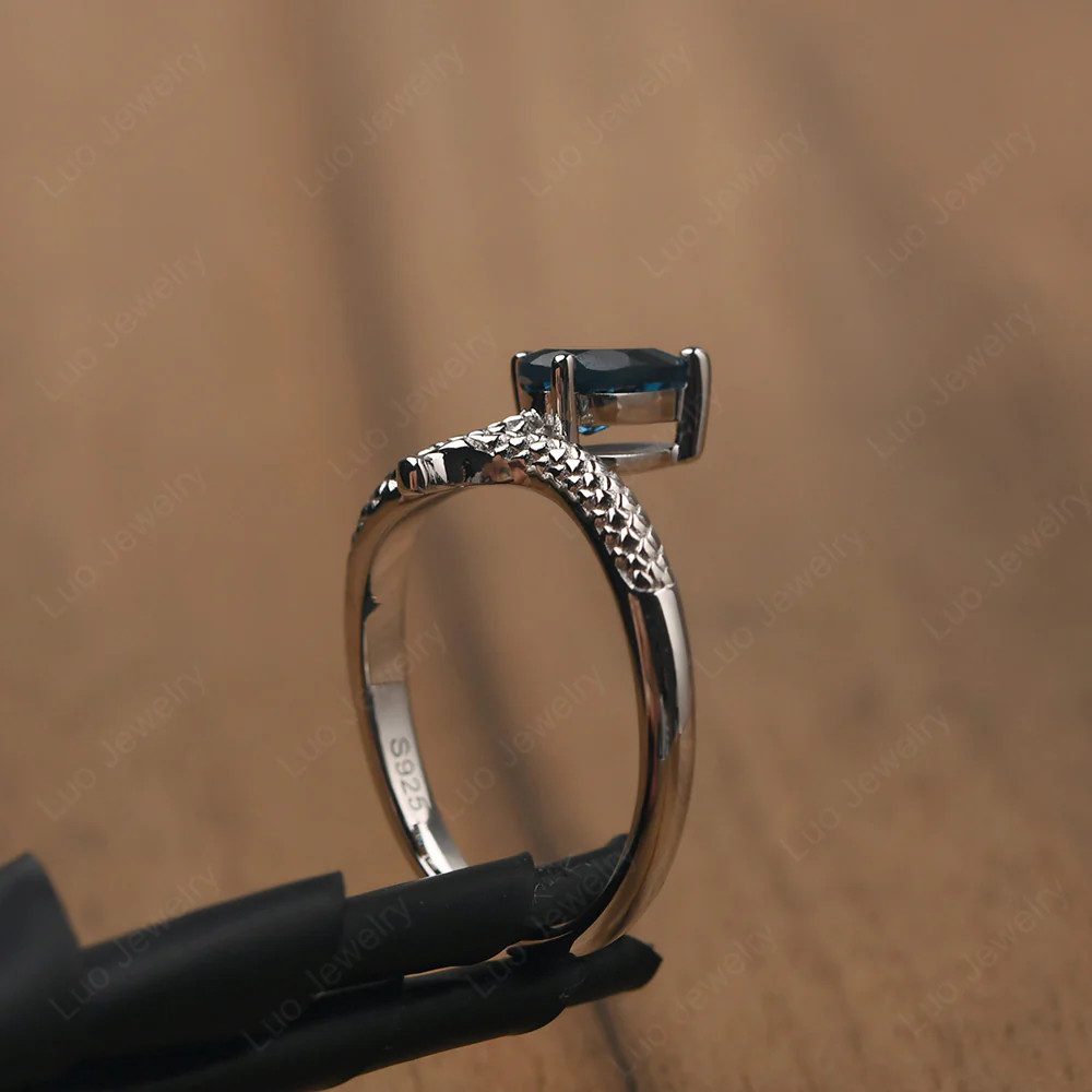 Pear Shaped London Blue Topaz Snake Ring - Image 5