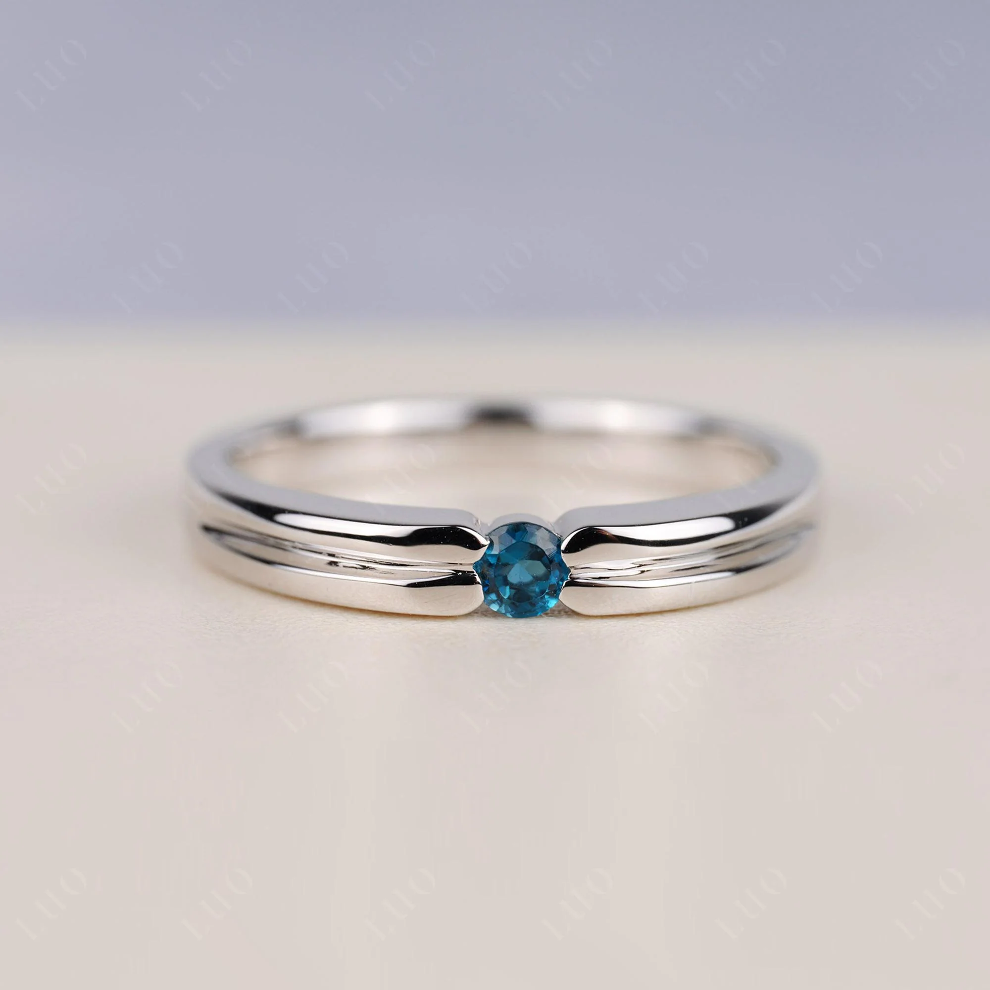 London Blue Topaz Solitaire Band Ring