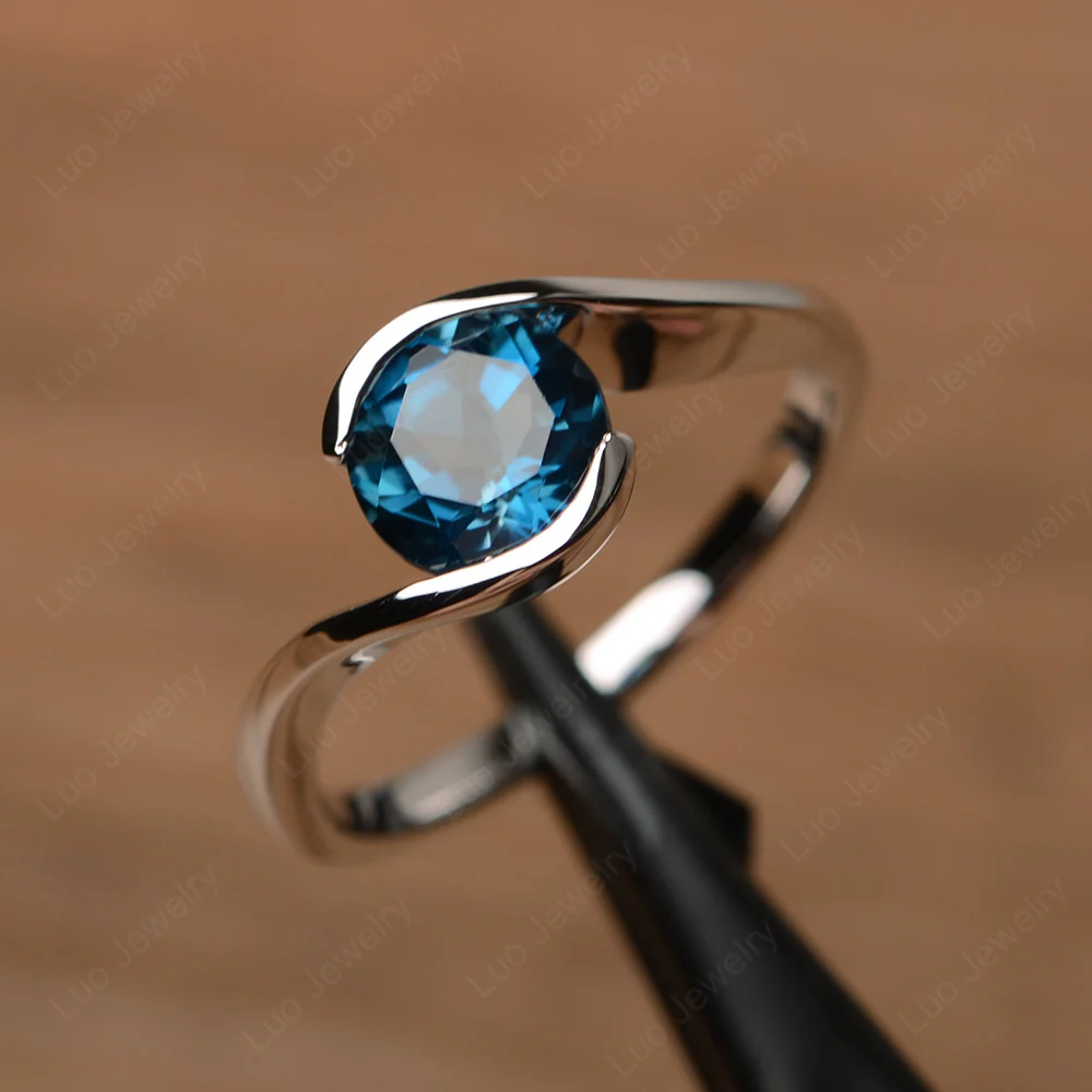 London Blue Topaz Bypass Solitaire Ring - Image 2