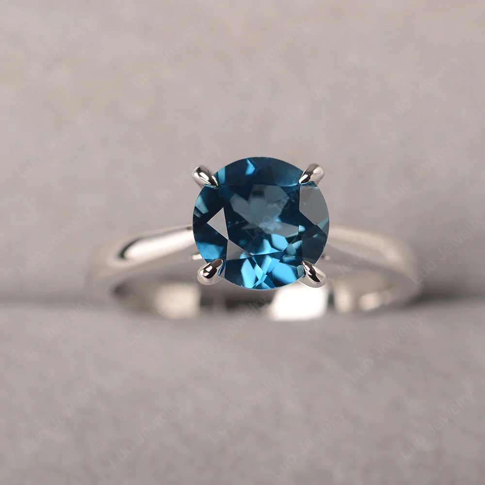 London Blue Topaz Cathedral Solitaire Ring