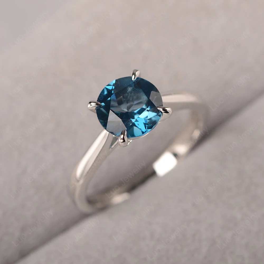 London Blue Topaz Cathedral Solitaire Ring - Image 2