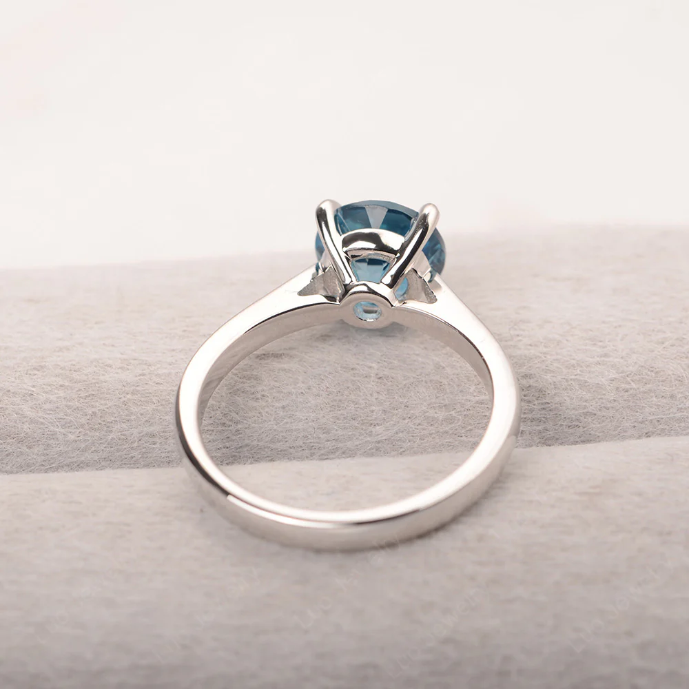London Blue Topaz Cathedral Solitaire Ring - Image 3