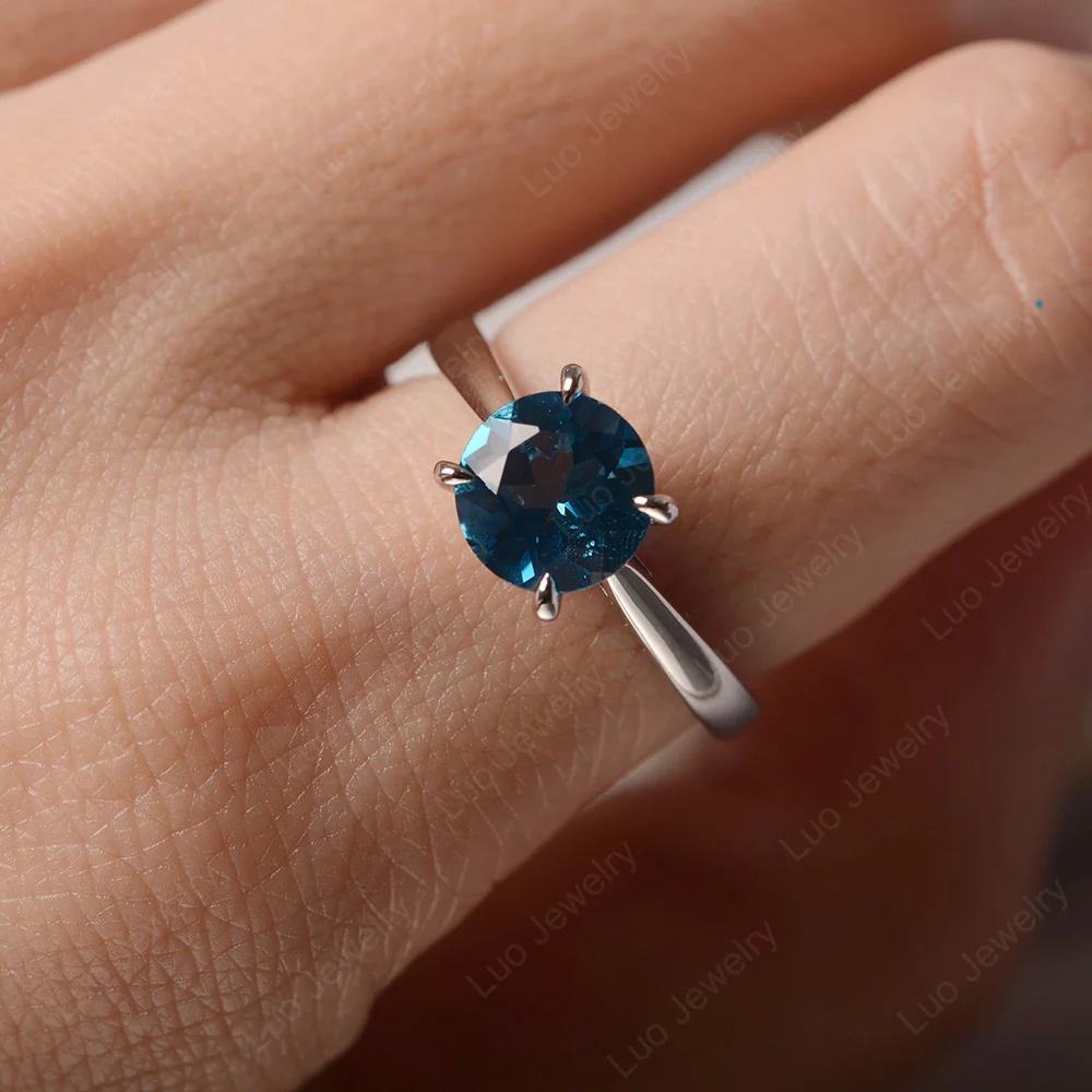 London Blue Topaz Cathedral Solitaire Ring - Image 5