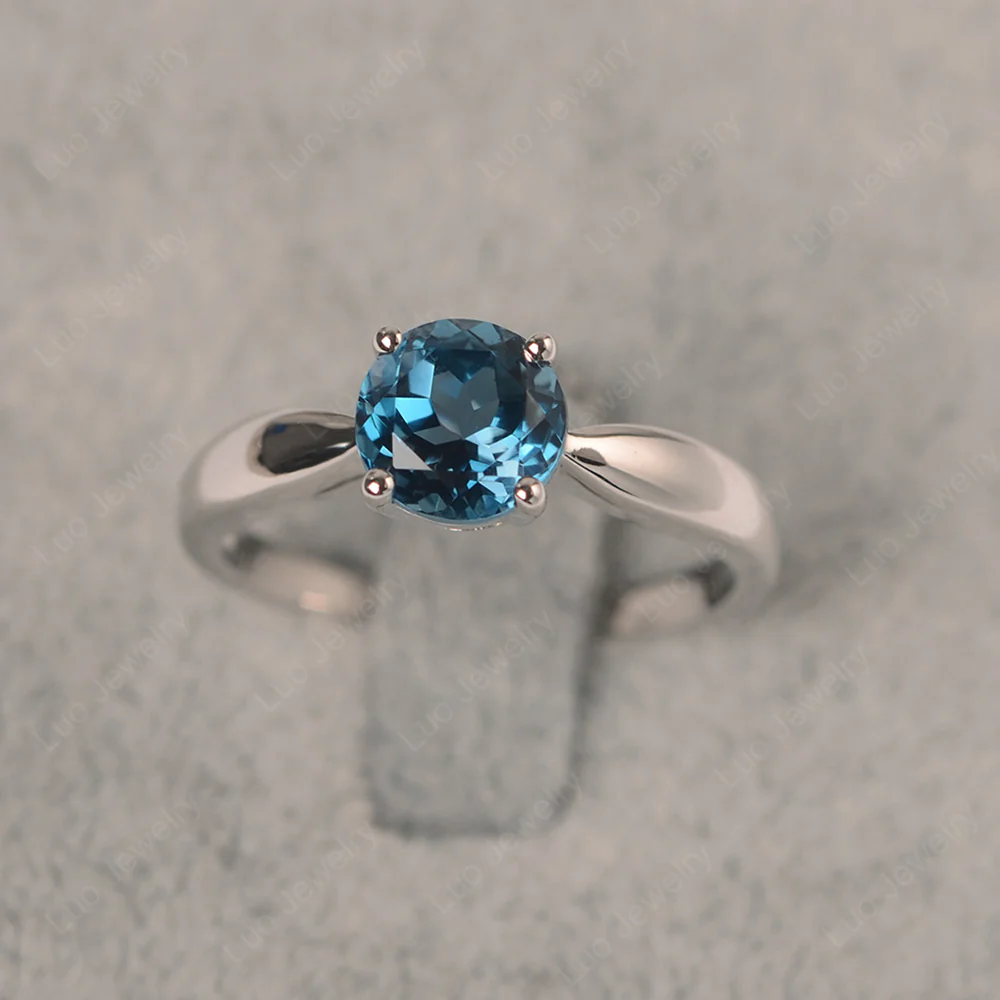 London Blue Topaz Round Solitaire Ring