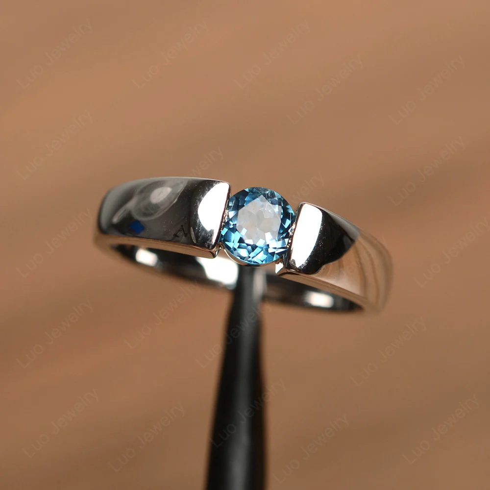 London Blue Topaz Unisex Promise Ring