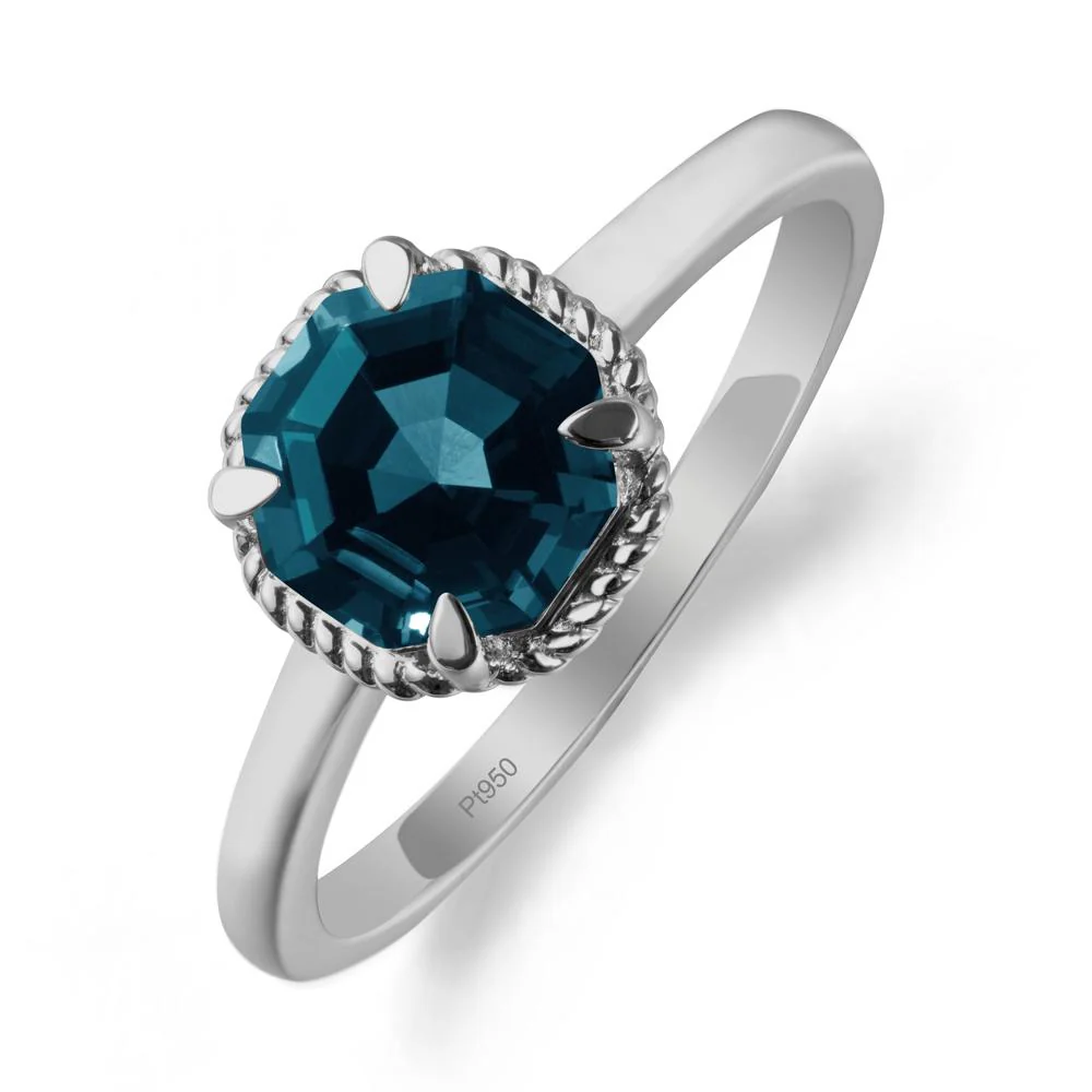 London Blue Topaz Sterling Silver Octagon Ring