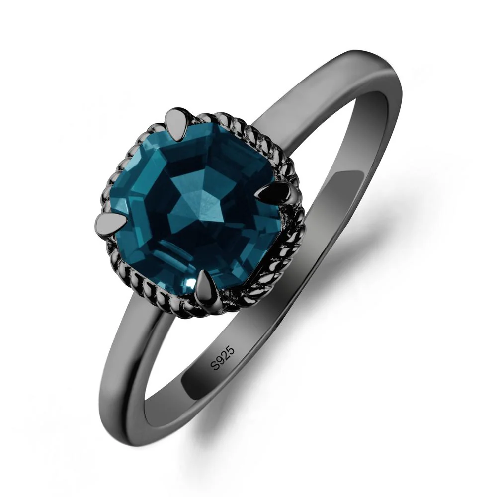 London Blue Topaz Sterling Silver Octagon Ring - Image 8