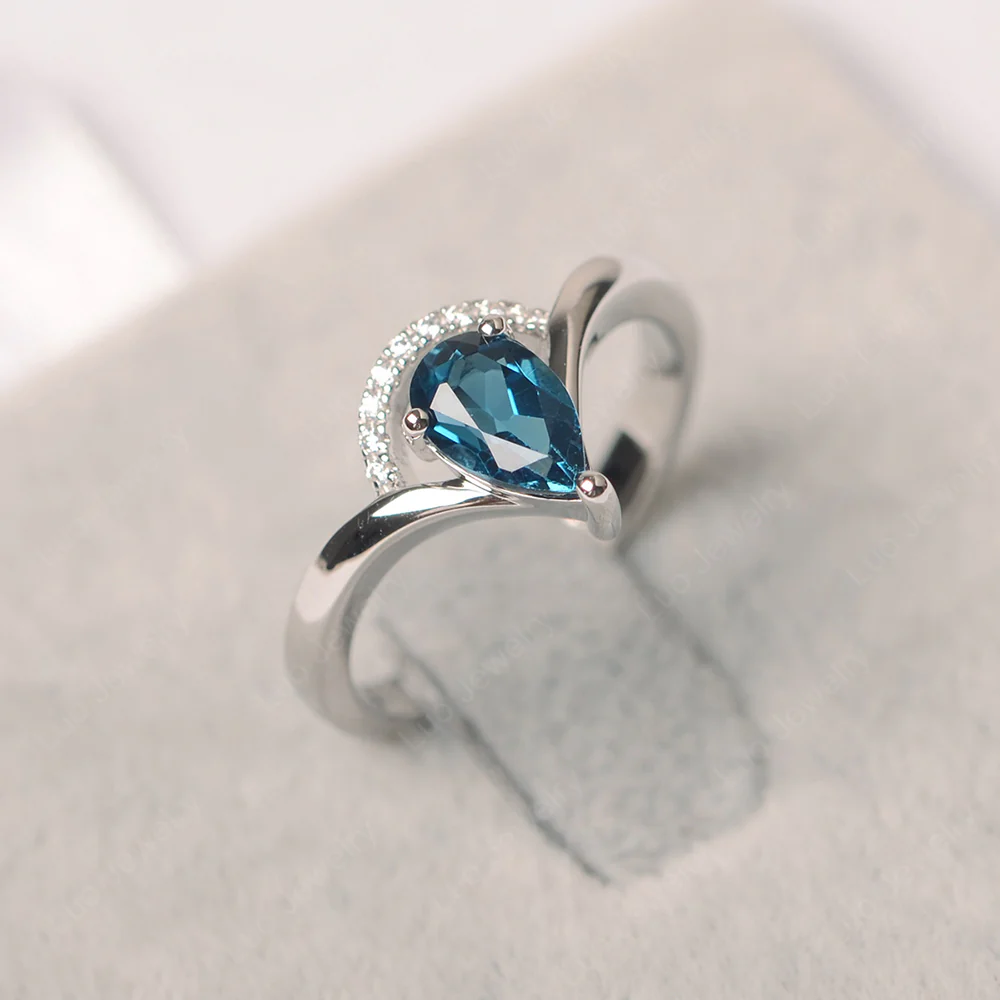 London Blue Topaz Teardrop Engagement Ring