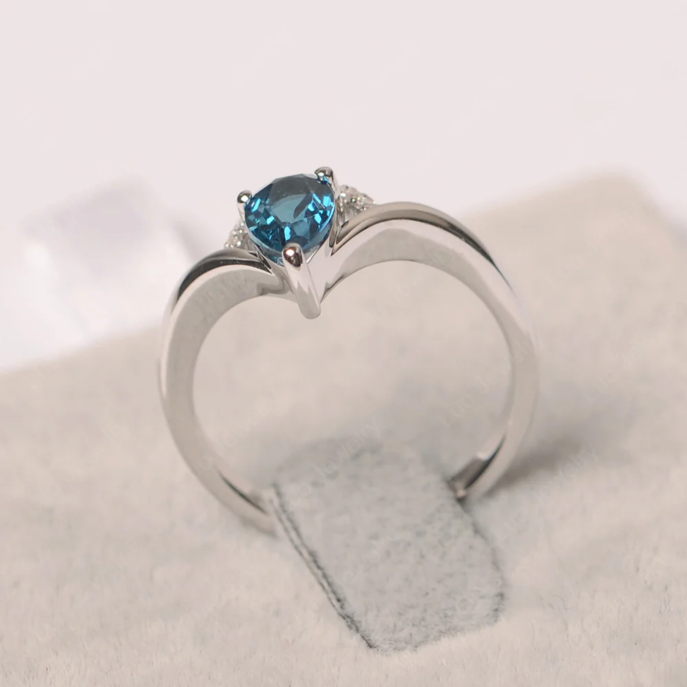 London Blue Topaz Teardrop Engagement Ring - Image 3