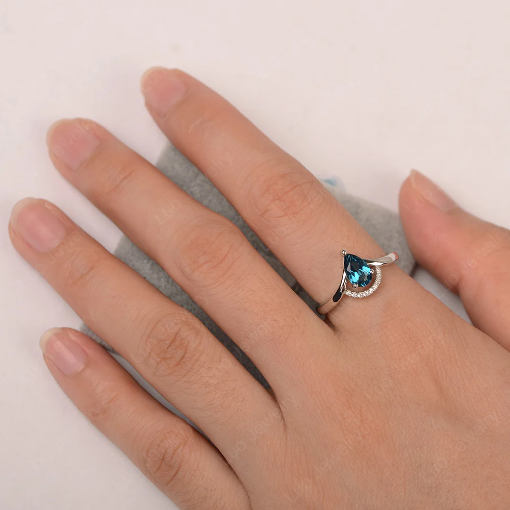 London Blue Topaz Teardrop Engagement Ring - Image 4