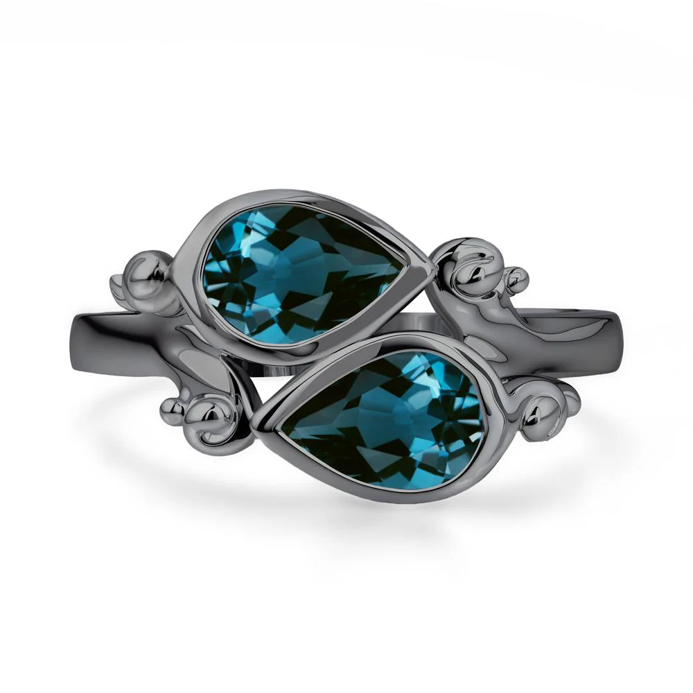 London Blue Topaz Two Stone Bezel Set Ring - Image 4