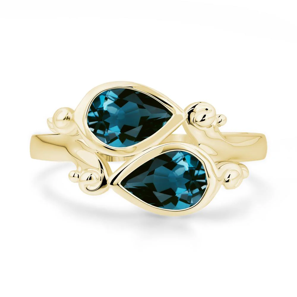 London Blue Topaz Two Stone Bezel Set Ring - Image 9
