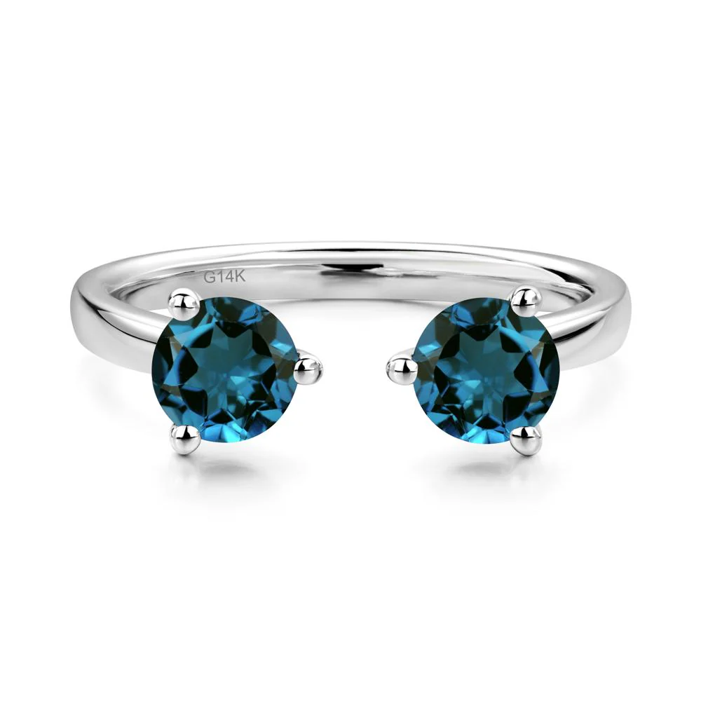 London Blue Topaz Two Stone Open Ring - Image 3