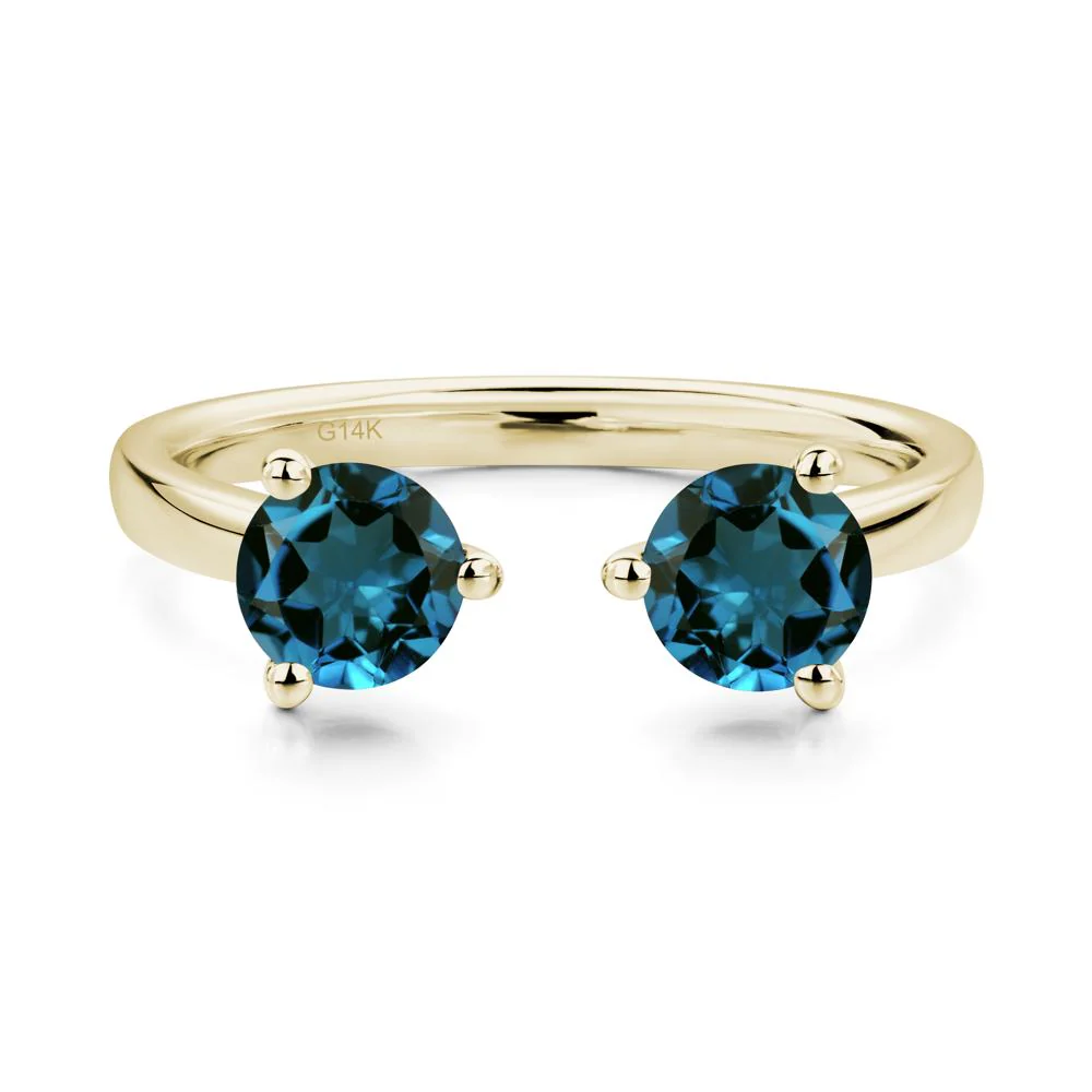 London Blue Topaz Two Stone Open Ring - Image 4