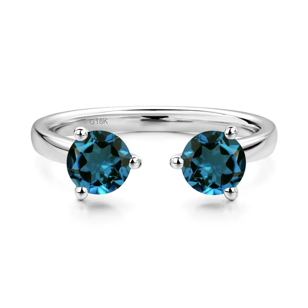 London Blue Topaz Two Stone Open Ring - Image 7