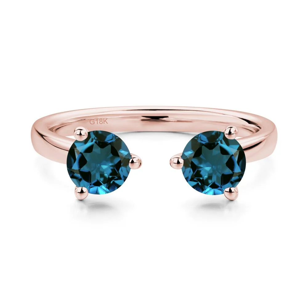 London Blue Topaz Two Stone Open Ring - Image 9