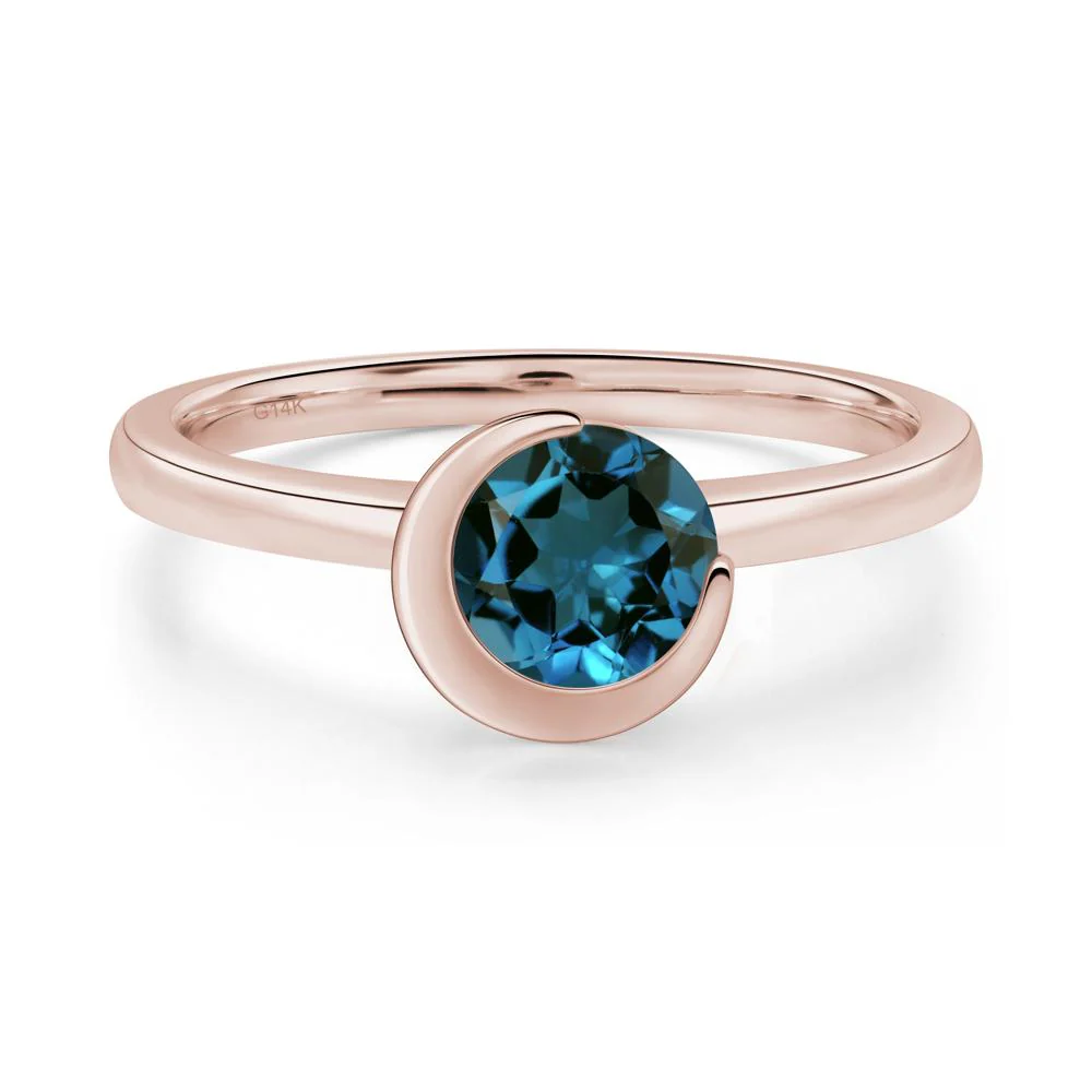 London Blue Topaz Unique Bezel Set Engagement Ring - Image 5