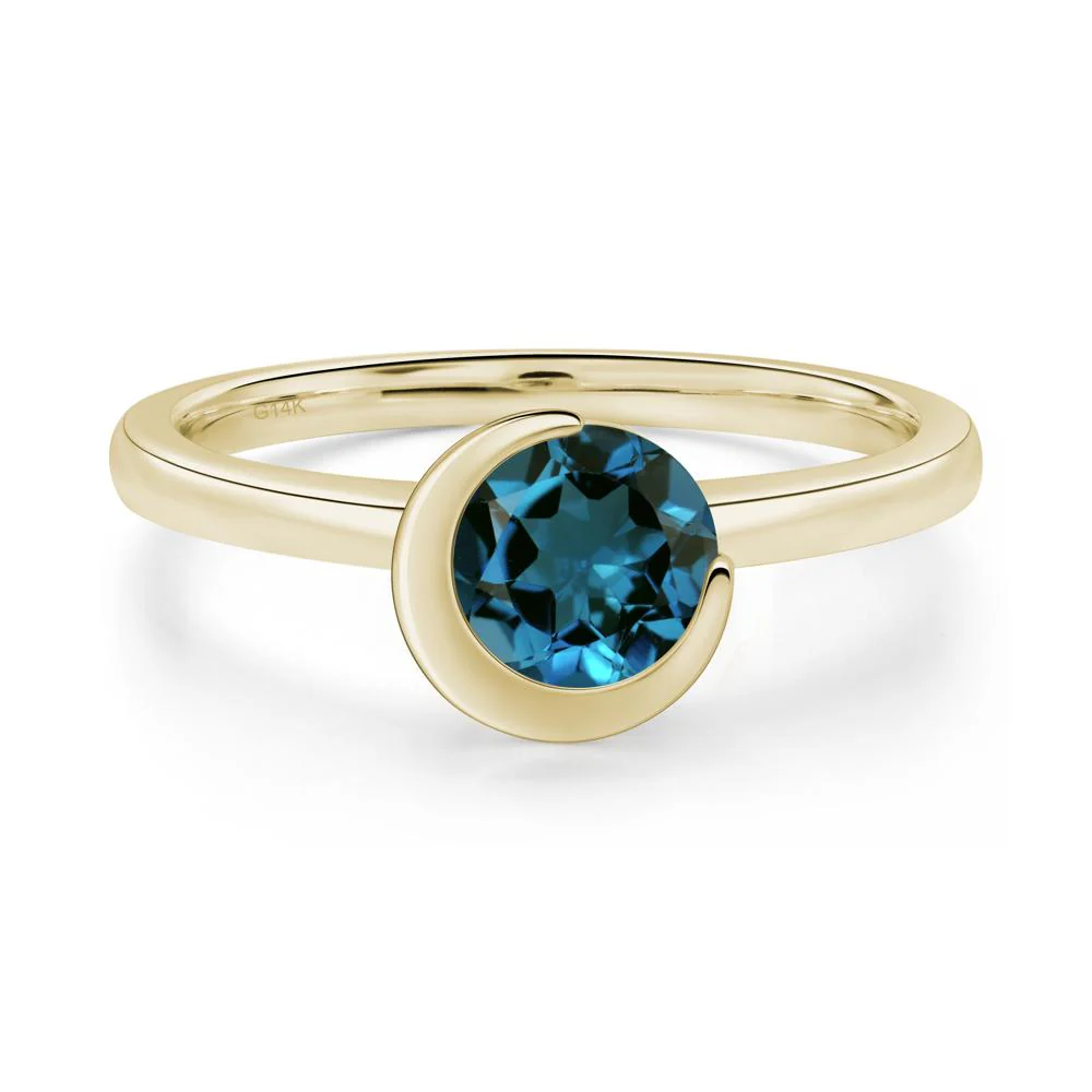 London Blue Topaz Unique Bezel Set Engagement Ring - Image 7
