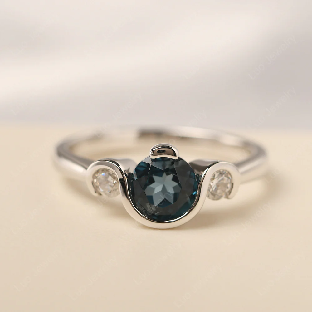 London Blue Topaz Vintage Bezel Set Engagement Ring