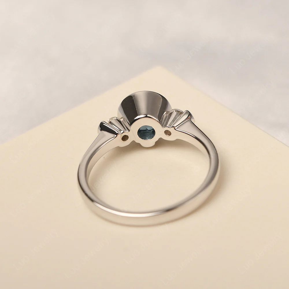 London Blue Topaz Vintage Bezel Set Engagement Ring - Image 3