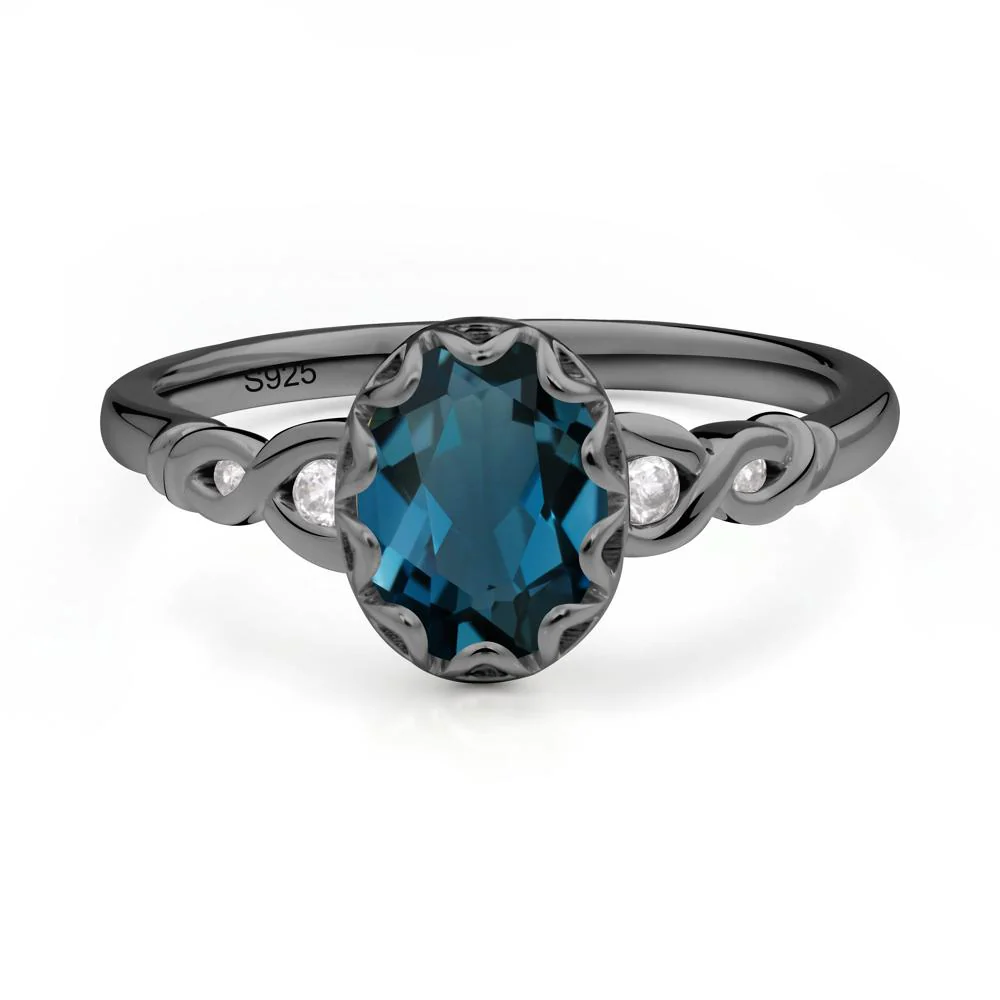 London Blue Topaz Vintage Oval Engagement Ring