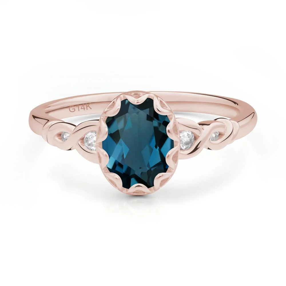 London Blue Topaz Vintage Oval Engagement Ring - Image 2