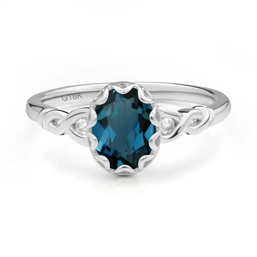 London Blue Topaz Vintage Oval Engagement Ring - Image 6