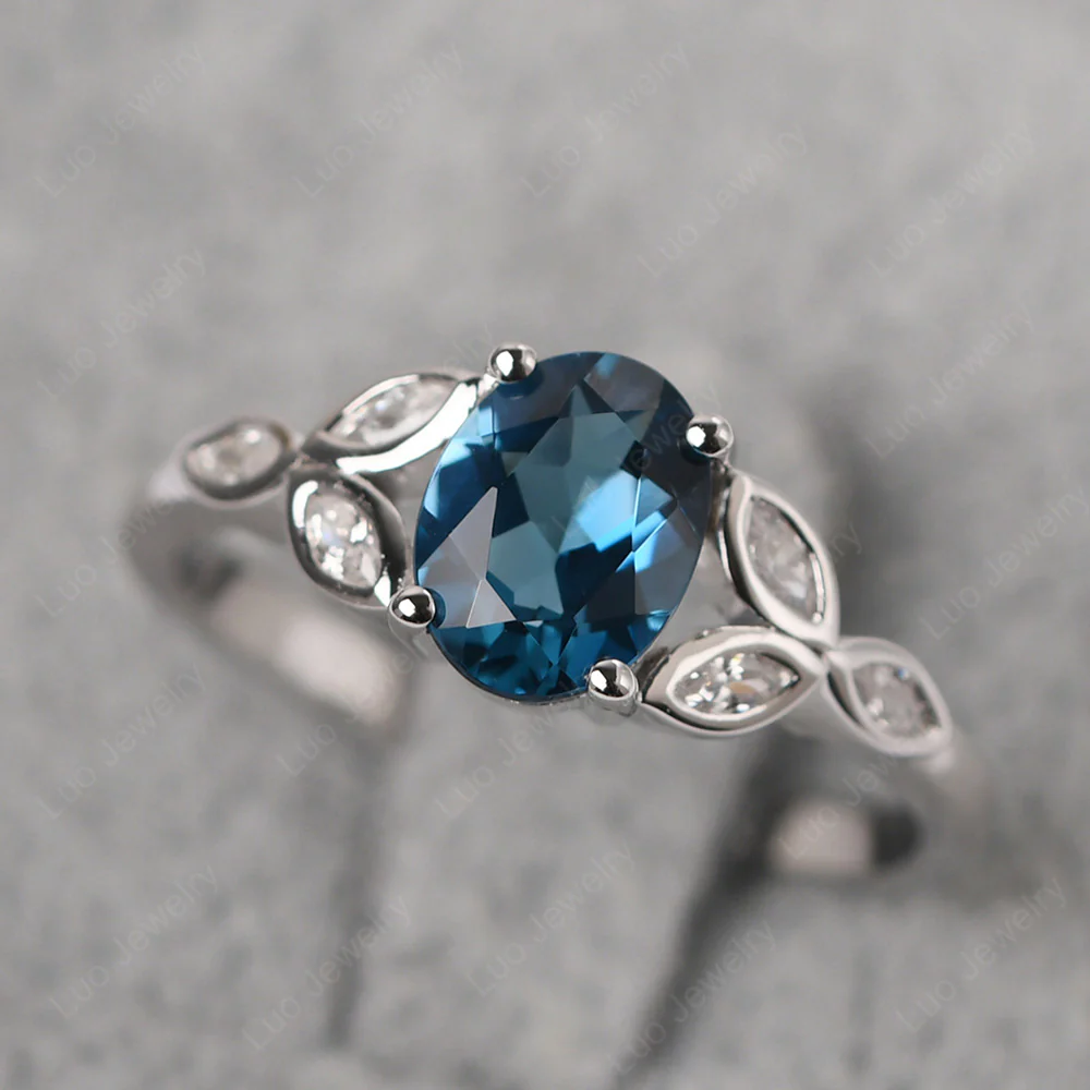 Oval Celtic London Blue Topaz Ring