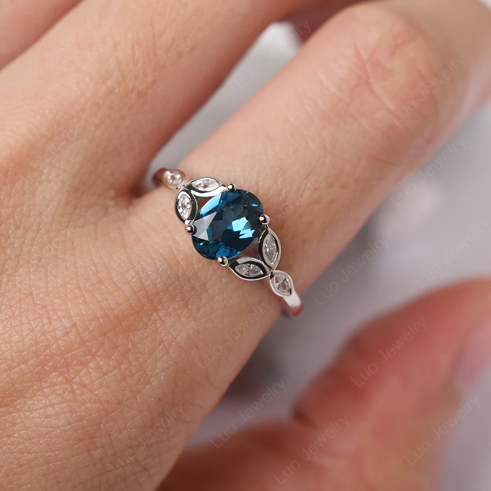 Oval Celtic London Blue Topaz Ring - Image 6
