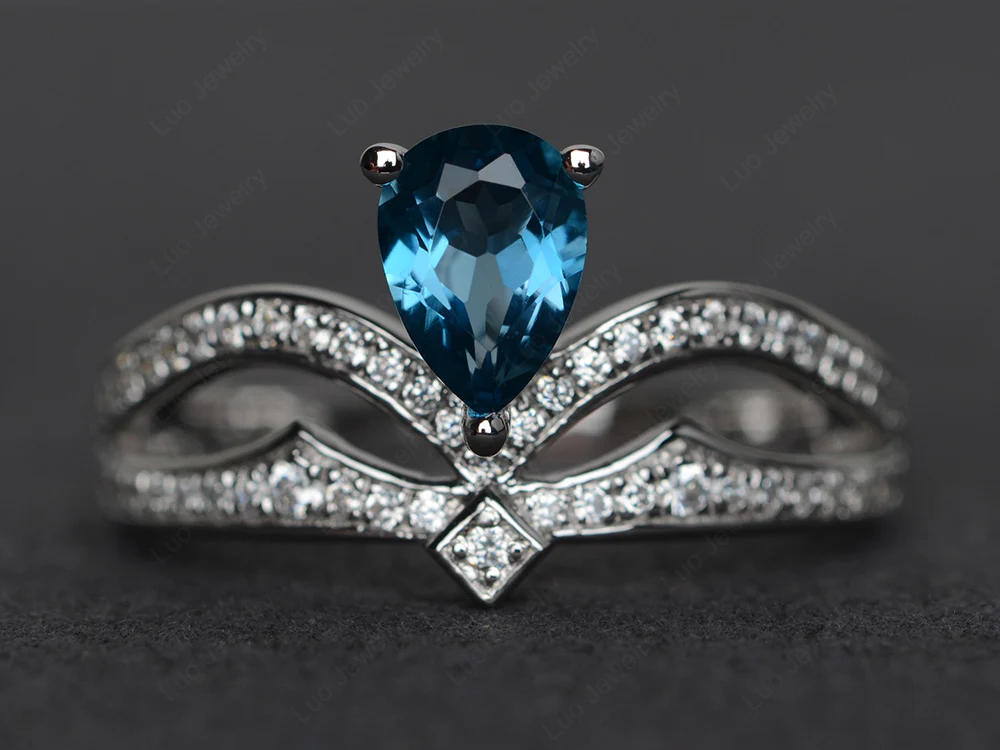 London Blue Topaz Tiara Engagement Ring