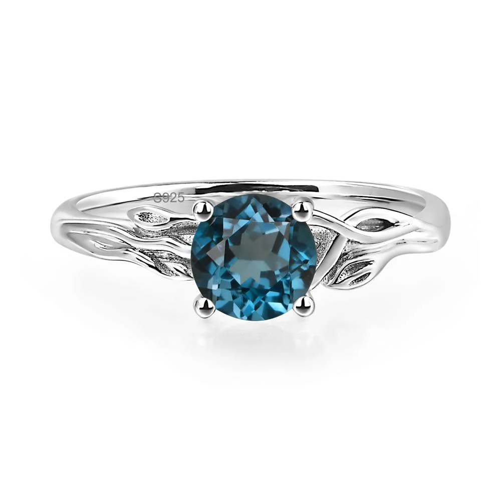 Petite London Blue Topaz Tender Leaf Ring