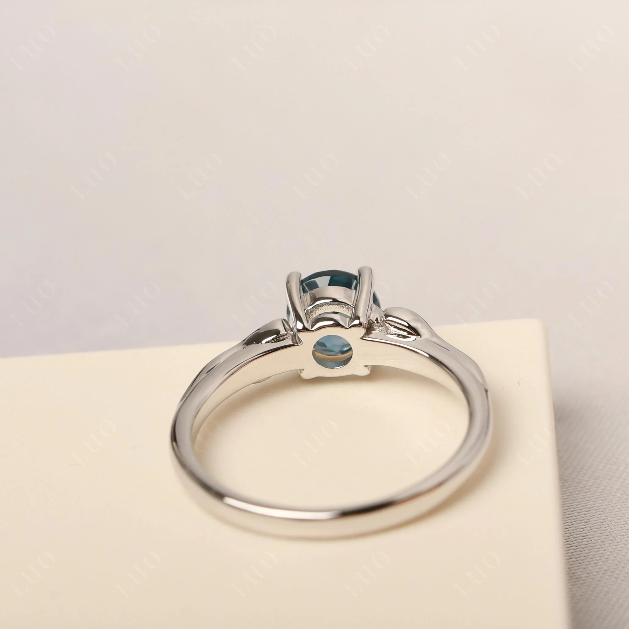 Petite London Blue Topaz Tender Leaf Ring - Image 12