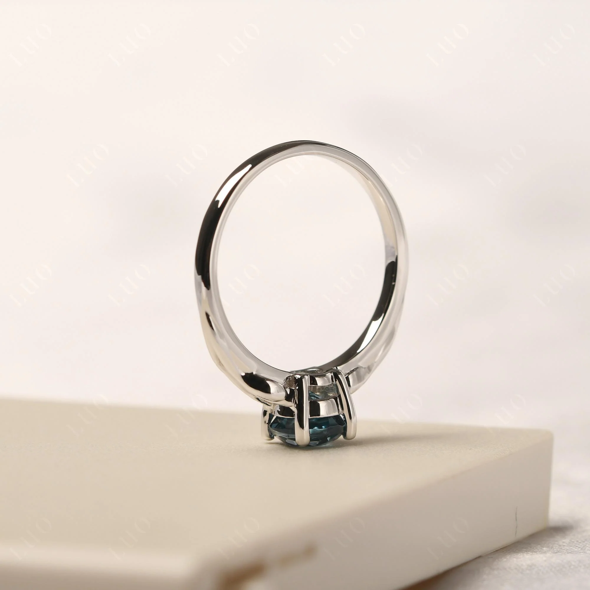 Petite London Blue Topaz Tender Leaf Ring - Image 13