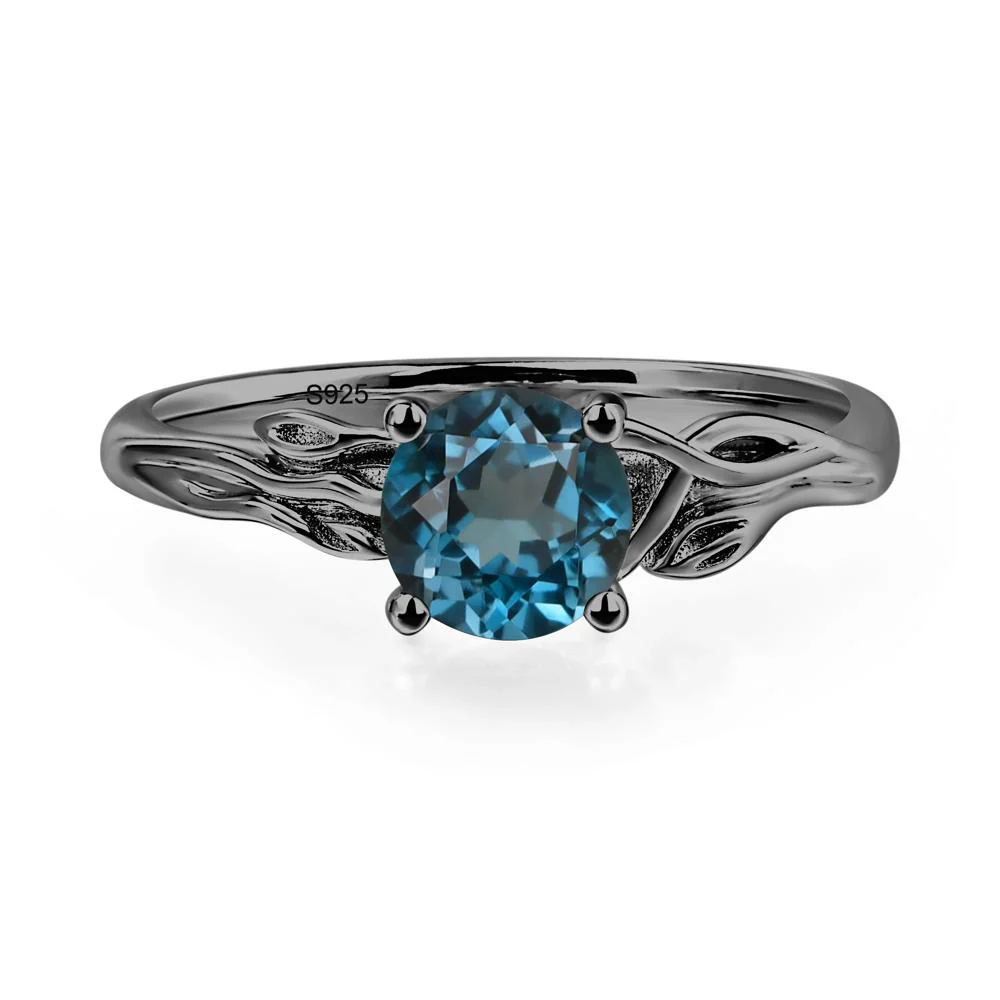 Petite London Blue Topaz Tender Leaf Ring - Image 2
