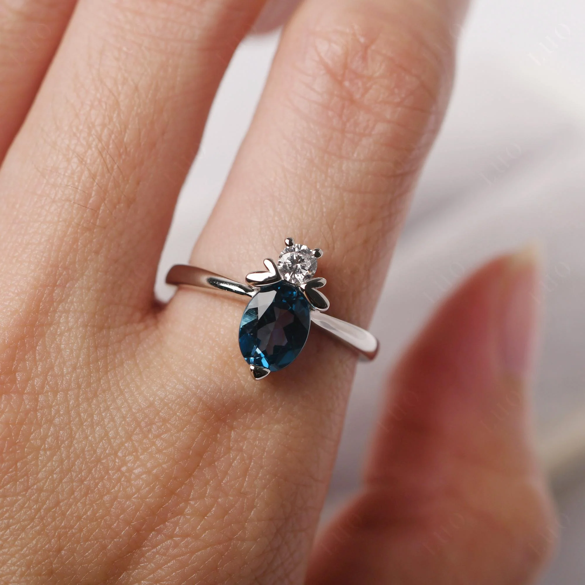 London Blue Topaz Bee Ring - Image 14