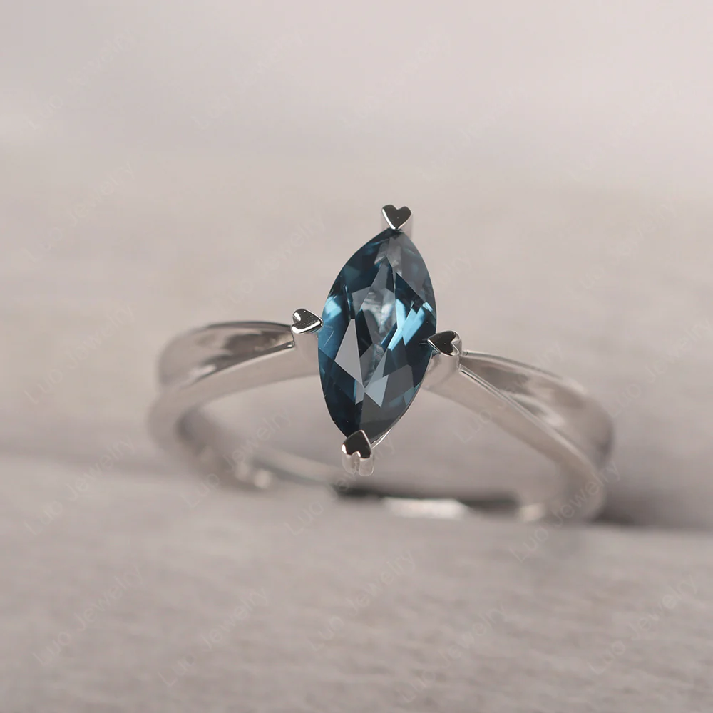 London Blue Topaz Marquise Solitaire Ring