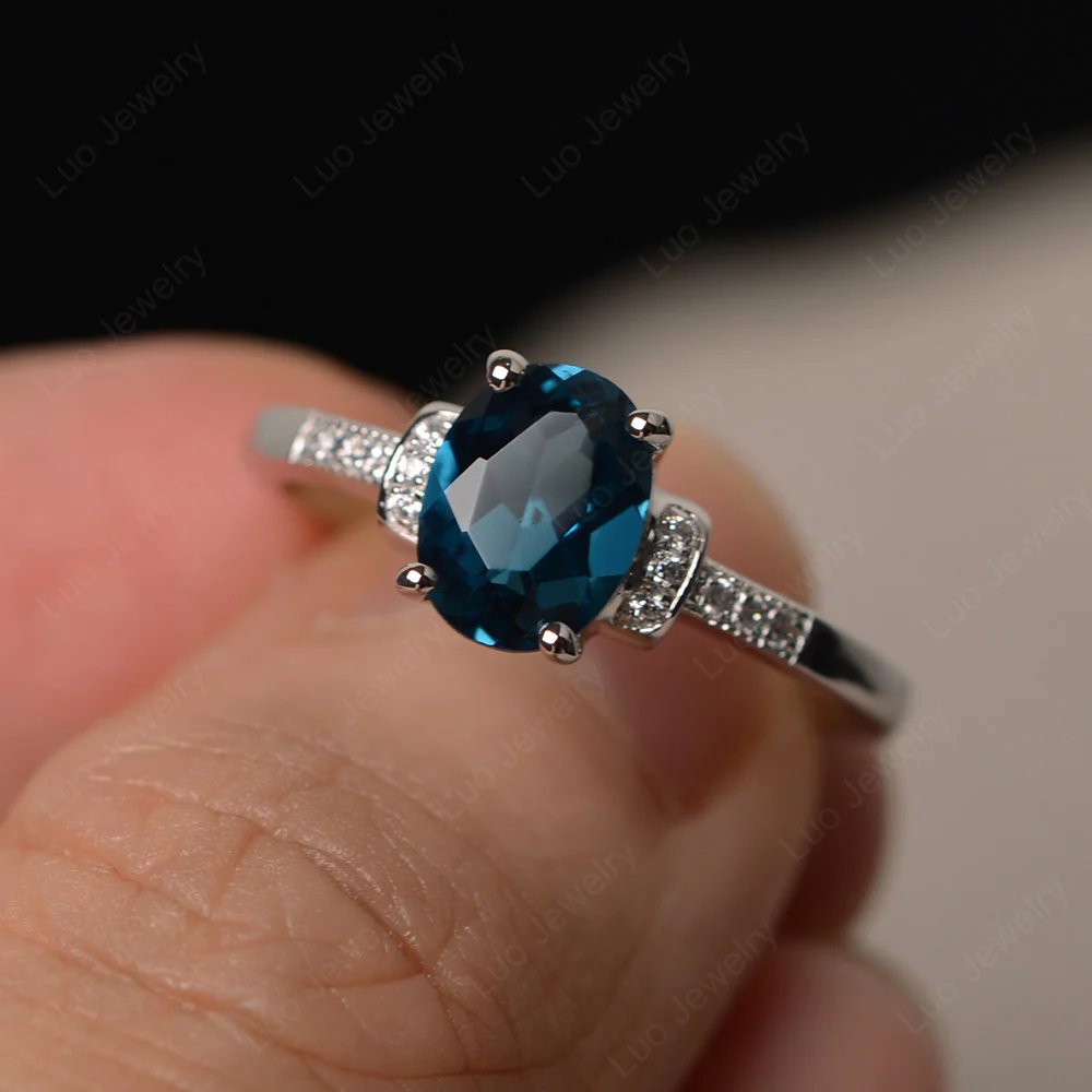 Petite Oval London Blue Topaz Ring