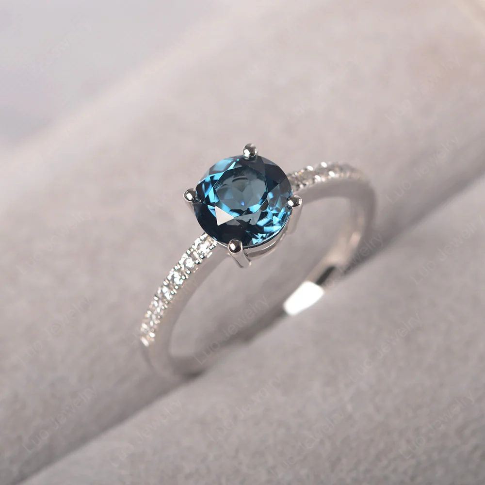 Simple Round London Blue Topaz Ring - Image 2