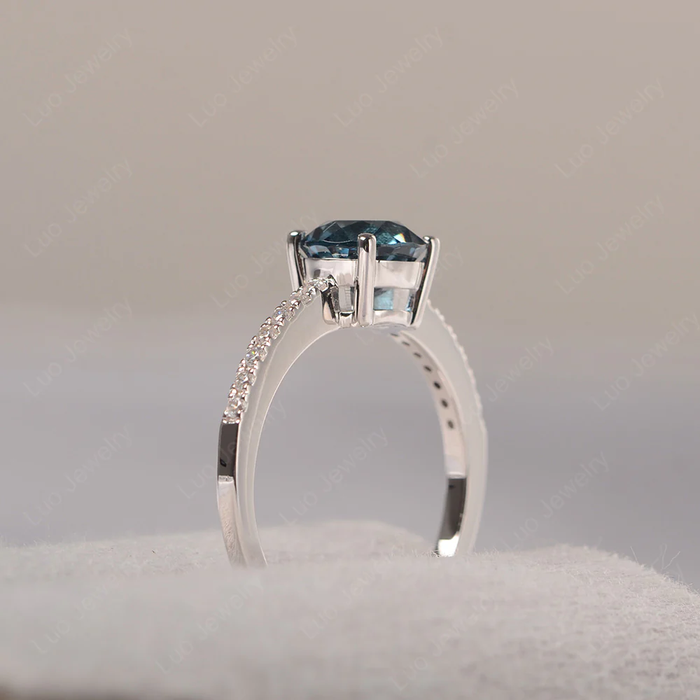 Simple Round London Blue Topaz Ring - Image 3