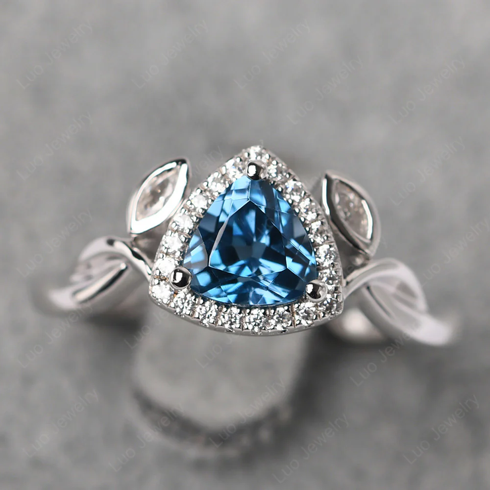 Trillion Cut London Blue Topaz Art Deco Ring