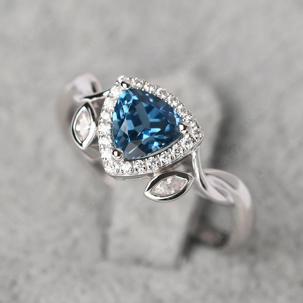 Trillion Cut London Blue Topaz Art Deco Ring - Image 4