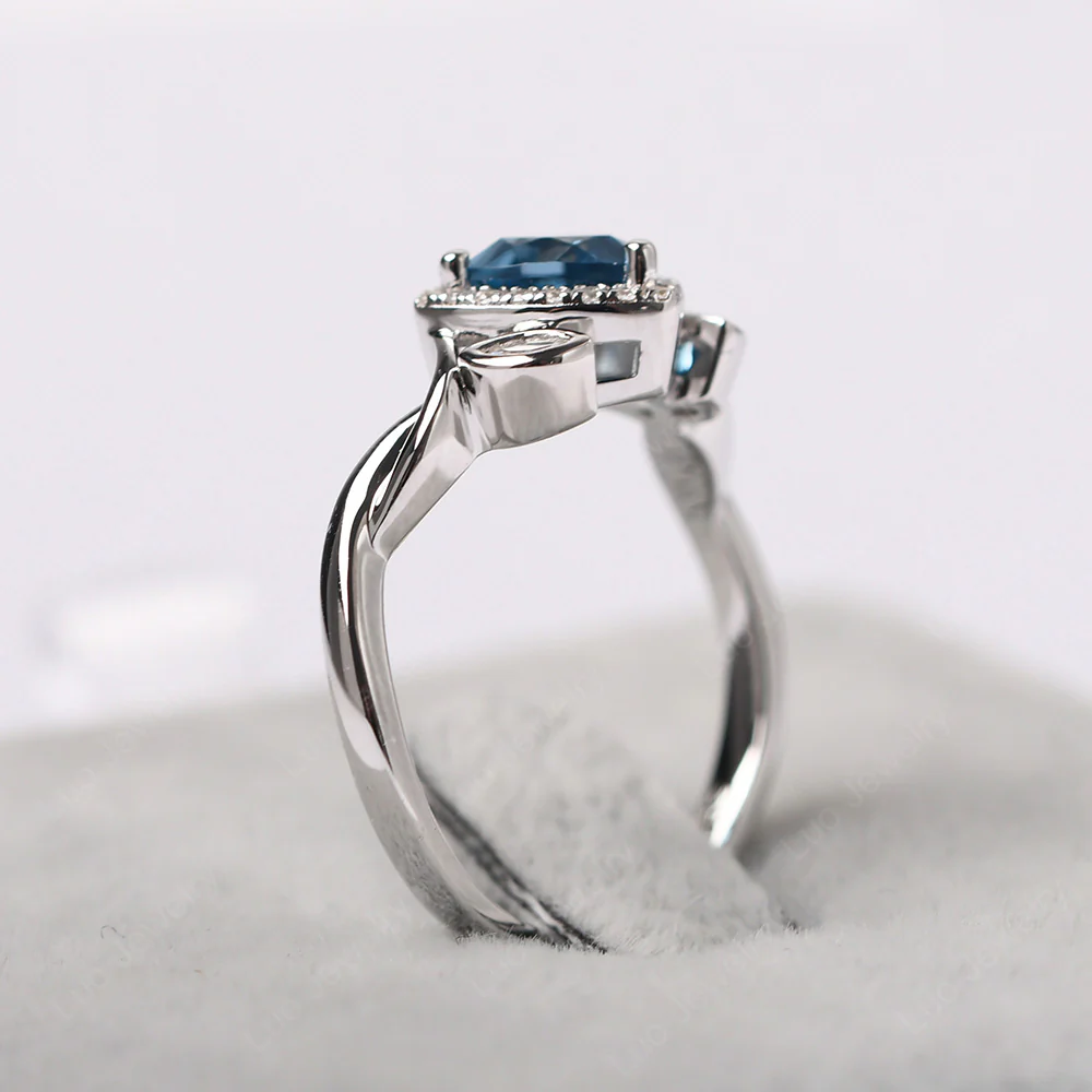 Trillion Cut London Blue Topaz Art Deco Ring - Image 6