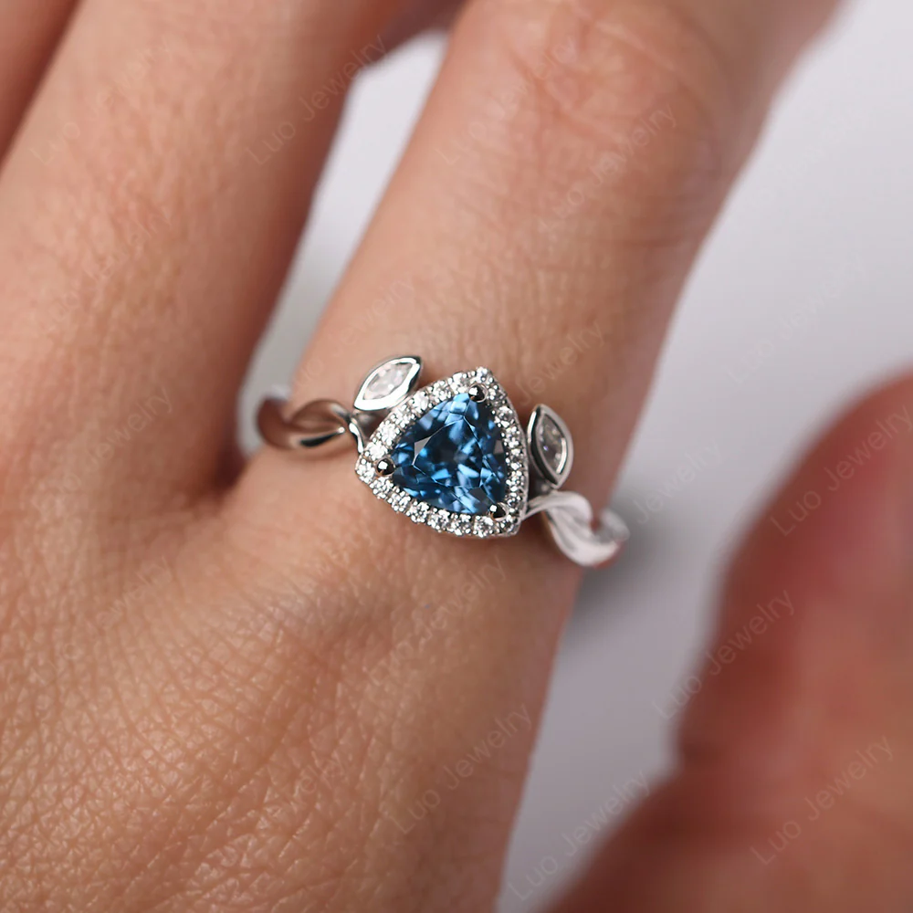 Trillion Cut London Blue Topaz Art Deco Ring - Image 7