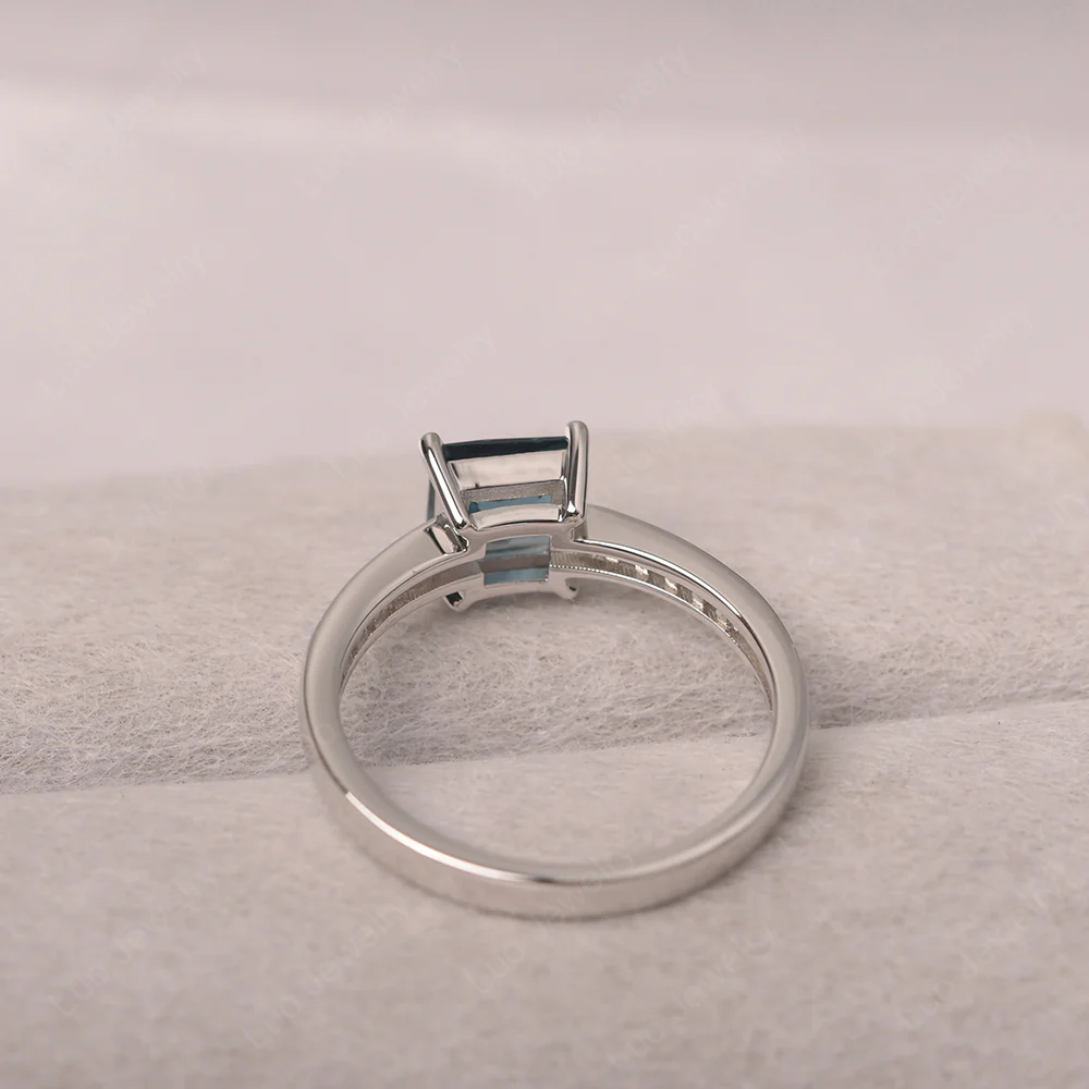 Princess Cut London Blue Topaz Promise Ring - Image 3