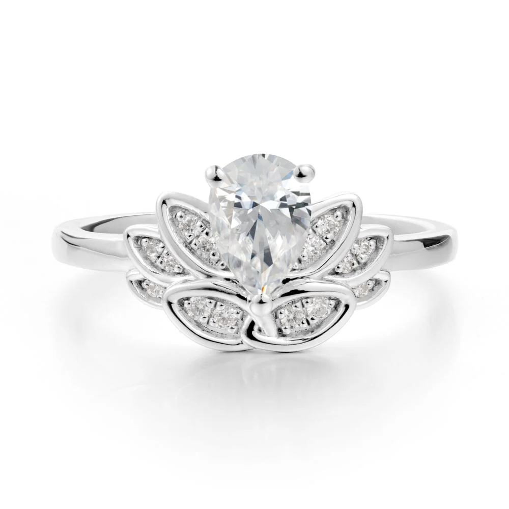 Lotus Flower Cubic Zirconia Ring - Image 3
