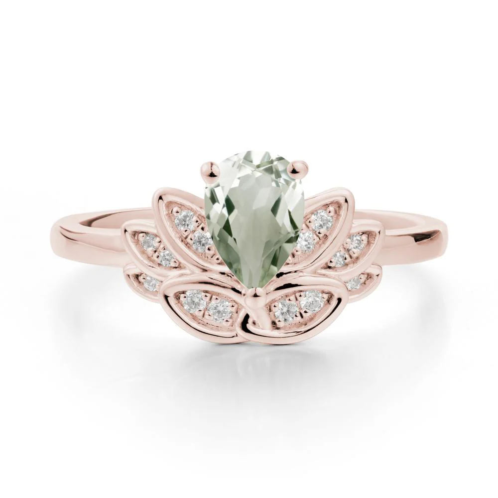 Lotus Flower Green Amethyst Ring - Image 2