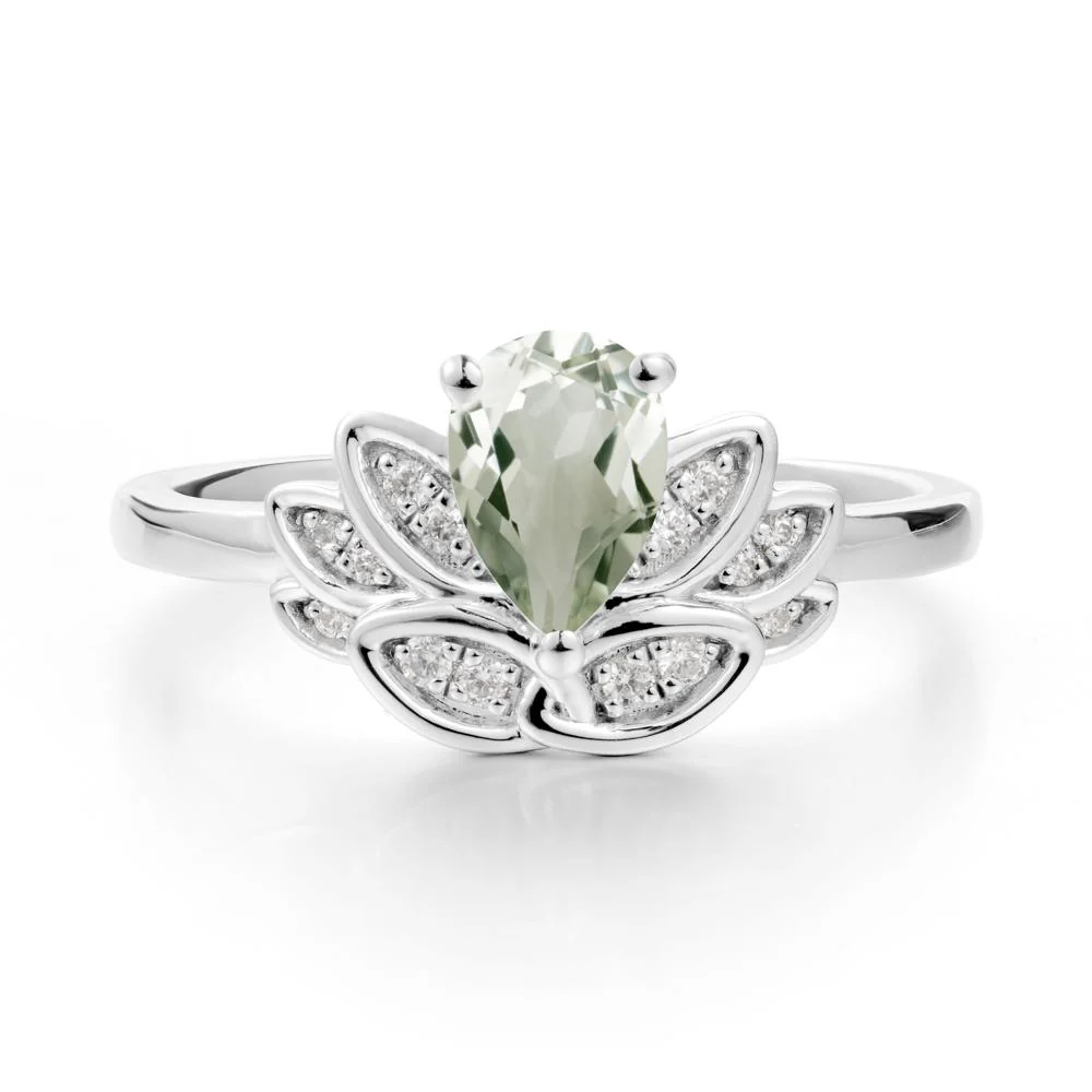 Lotus Flower Green Amethyst Ring - Image 3